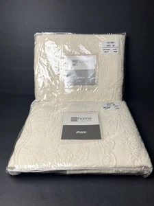 JC Penny Home Collection King Shams Elfenbein 2er Set Neu - Bild 1 von 6