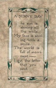 c1910 Arts & Crafts Sunny Day Saying Volland Postcard 25-10425 - Picture 1 of 2