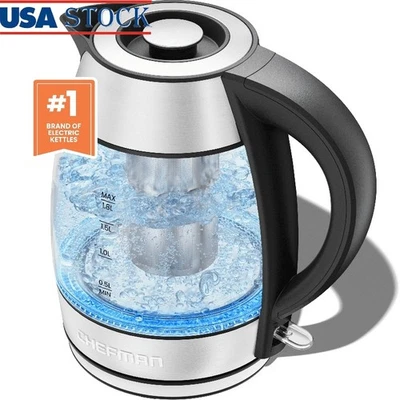 Hervidor de agua de vidrio inalámbrico 1,8 L 1100 W infusor indicador LED de ebullición rápida apagado automático Foto 1 de 4