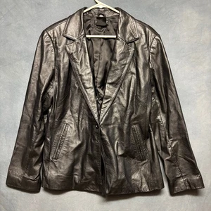 Vintage Mix It Leather Jacket Button Blazer Moto Biker Grunge Plus Size 14 Soft - Picture 1 of 16