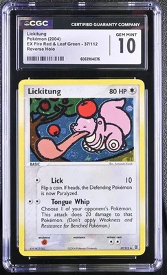 CGC 10 Lickitung EX Fire Red & Leaf Green 37/112 Reverse Holo SWIRL Pokemon Card - Image 1 of 2