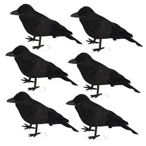 Halloween Black Crows,Realistic Feathered Crow Ravens Prop for Inddor Outdoor - Picture 1 of 7