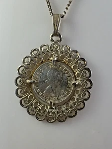 Vintage 1966 Sixpence Halskette mit Anhänger - Bild 1 von 8