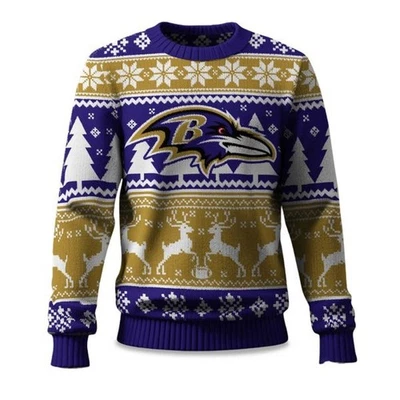 2025 Christmas Ravens Reindeer Football Ugly Sweater -  Christmas Gift - Image 1 of 4