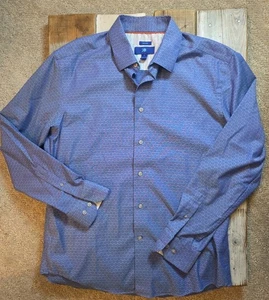 Egara Herren Hemd blau bedruckt Langarm Button Down Bügelfrei Größe L - Bild 1 von 5