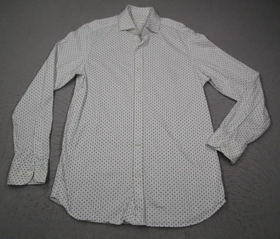 Massimo Dutti Shirt Mens Medium White Blue Pattern Italian Fabric Cotton Dress - Image 1 of 4
