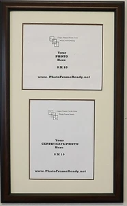 Picture Frame & Mat w/ Double Reverse 8x10 Openings For Documents/Pictures - Picture 1 of 4