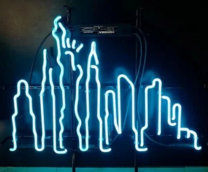 New York City Skyline 24"x20" Leuchtreklame Licht Lampe Club Sammlerstück Wanddeko - Bild 1 von 13