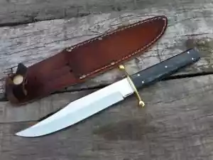 Handmade Stainless Steel Fixed Blade Bowie Camping Knife With Leather Sheath - Picture 1 of 4