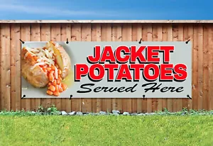 GIACCA PATATE SERVITE QUI PVC STAMPATA SEGNO ESTERNO OCCHIELLI - Foto 1 di 1