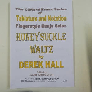 banjo solo HONEYSUCKLE WALTZ derek hall , stave / TAB , 4 pages - Picture 1 of 2