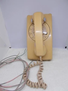 Vtg Bell System by Western Electric 554 Rotary Wall Telephone Beigeish Yellow - Picture 1 of 9