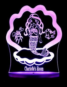 Mermaid Princess Personalised 3D LED Night Light Colour Changing Baby Room Lamp - Picture 1 of 14