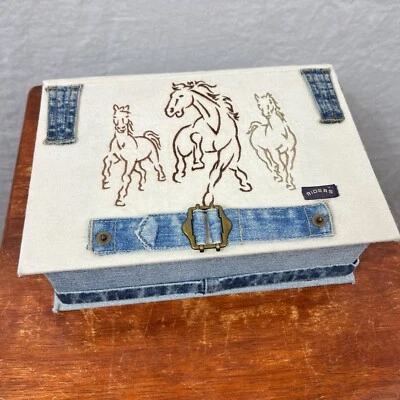 Handmade Western Memory Box Horses Denim Buckle Cowgirl Cowboy Keepsake Gift - Image 1 of 4