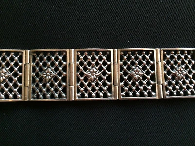 Antico bracciale argento 925 con decorazione floreale vintage Blachian Antik B38 - Immagine 1 di 4