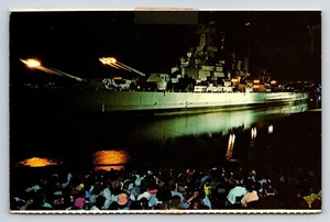 Postcard IWO JIMA Bombardment USS North Carolina Battleship Memorial Wilmington - Picture 1 of 2