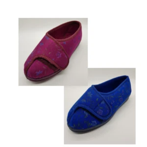 Womens Comfylux Davina LS667 Floral Extra Wide 4E Touch Fasten Ladies Slippers