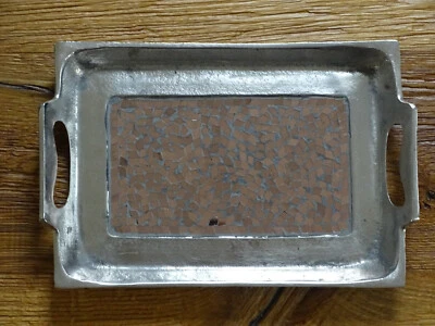 Dekoratives Metall Tablett mit Kupfer-Mosaik – 31,5 cm – Edle Tischdeko Neuware - Bild 1 von 4