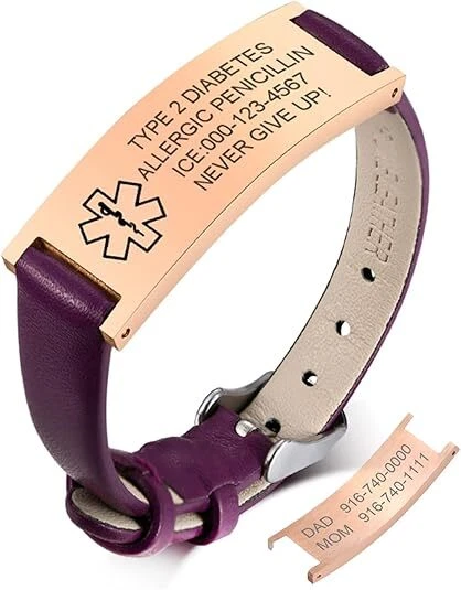 Brazalete brazalete de identificación de alerta médica personalizado VNOX  Foto 1 de 4