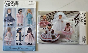 Vogue Craft Cucito Modelli Bambola Vestiti 8" Mme Alexander Lotto di 2 NON TAGLIATI anni 90 - Foto 1 di 6