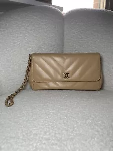 Chanel Tan Chevron Stitch on Wrislet Chain - Picture 1 of 9