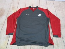 TEAM ISSUED Washington State WSU Cougars Baseball Grey Red Warm-Up Pullover XL
