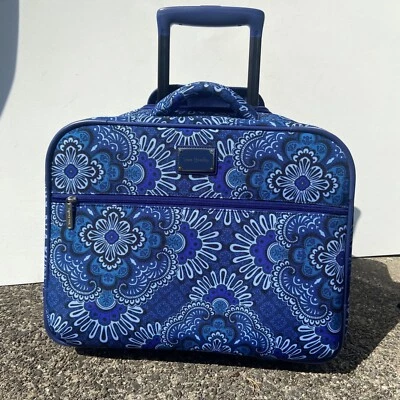 Vera Bradley Azul Tapiz Maleta con Ruedas Bolso para Laptop de Trabajo 17" x 13" Foto 1 de 4