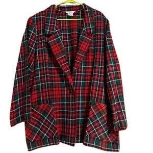 Blazer cárdigan a cuadros a cuadros rojo estilo vintage de Erminia para mujer talla XXXL - Imagen 1 de 7