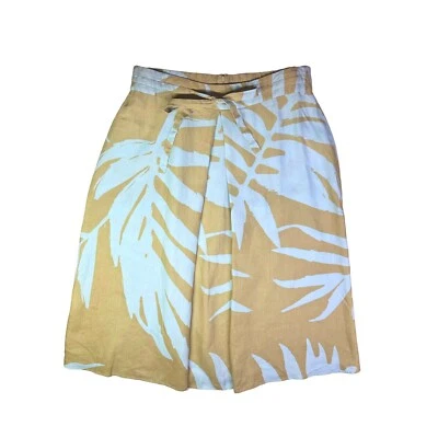 Soft Surroundings PXL Blue Green Print Linen Skirt Elastic Waist Tropical Print - Image 1 of 4