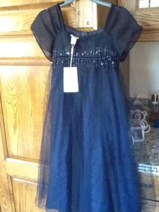 Girls Navy Sequin Dress By Monsoon 9/10 New - Picture 1 of 6