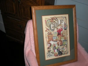 bucilla golfing memorabila cross stitch frame art - Picture 1 of 3