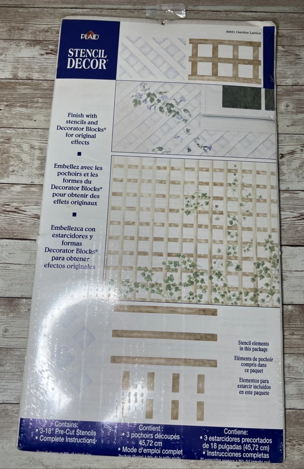 Vintage Plaid Home Stencil Wall Decor Garden Lattice Style #26851 (1997) - Image 1 of 4