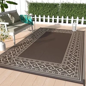 Reversible Waterproof Outdoor Rug: 5'x8' Plastic Straw Mat for Patio & Camping - Picture 1 of 8
