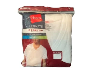 Hanes Ultimate Men's 4-Pack FreshIQ Tagless V-Neck Shirt, White, Size Small - Picture 1 of 3