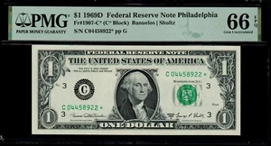 1969D $1 PHILADELPHIA STAR NOTE PMG 66 EPQ 480K Print Run Fr 1907-C* FRN C/* - Picture 1 of 2