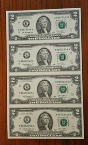 2013 2 DOLLAR DALLAS FEDERAL RESERVE UNCUT SHEET (4) - Picture 1 of 2