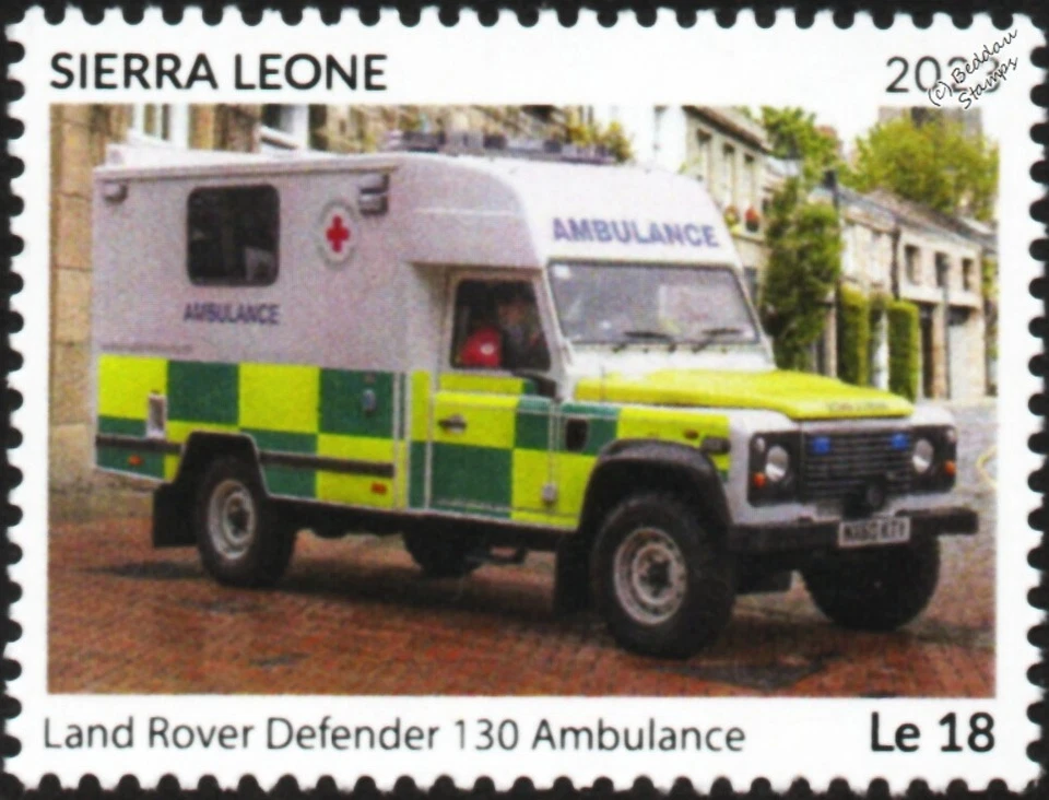Sello de camión/coche ambulancia Land Rover Defender 130 (2023 Sierra Leona) Foto 1 de 1
