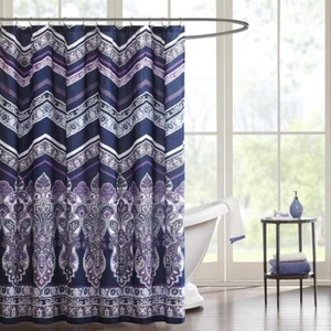 Intelligent Design Adley Purple Quick Dry Fabric Shower Curtain  72" x 72" - Picture 1 of 4