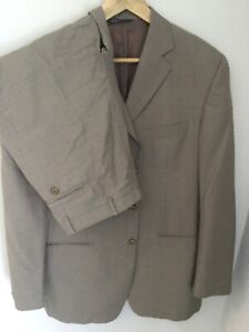 BROWN STRIPED BACHRACH Silk WOOL SUIT sz 42R JACKET PANTS 36 x 32 made in ITALY