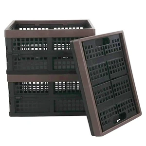 15 L Black Plastic Collapsible Storage Basket, Folding Crates Storage, Set of 3 - Picture 1 of 7