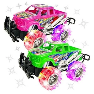  Pink and Green Light Up Monster Truck Set for Boys and Girls, Set Includes 2,  - Picture 1 of 8