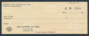 Fiji: USA 1970s First National City Bank SCARCE CHEQUE ON "LAUTOKA" ..... - Picture 1 of 1
