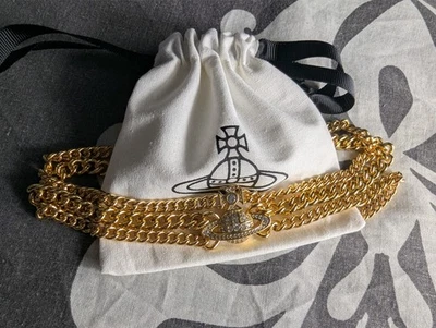 Vivienne Westwood Gold Orb Chain Necklace with Crystals and Magnetic Fastening - Image 1 of 4