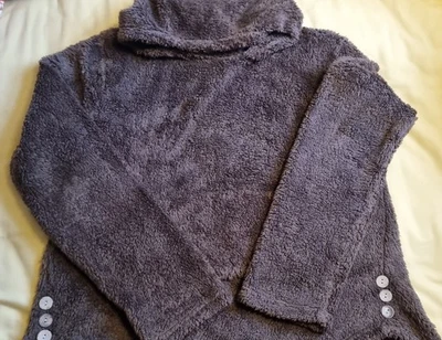 Ladies brown hooded teddy fleece tunic size 14-16 - Image 1 of 2