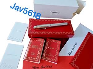 CARTIER LOUIS CARTIER FOUNTAIN PEN GOLD NIB,PLATINUM EDITION GODRON PASHA NEW💎 - Picture 1 of 19