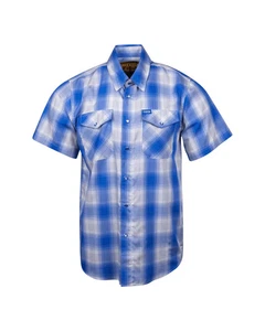 Dixxon Flannel Pierside Sz L Bamboo Lightweight Snap Up Blue Gray SS Shirt New - Picture 1 of 2