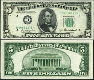 FR. 1963 D* $5 1950-B Federal Reserve Note Cleveland D-* Block CU Star - Picture 1 of 3