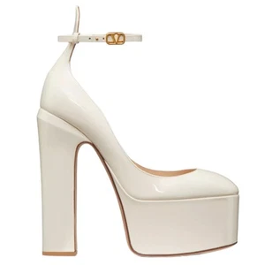 VALENTINO GARAVANI Tan-Go Platform Patent Leather Pump EU 39.5 US 9.5 High Heels - Picture 1 of 15