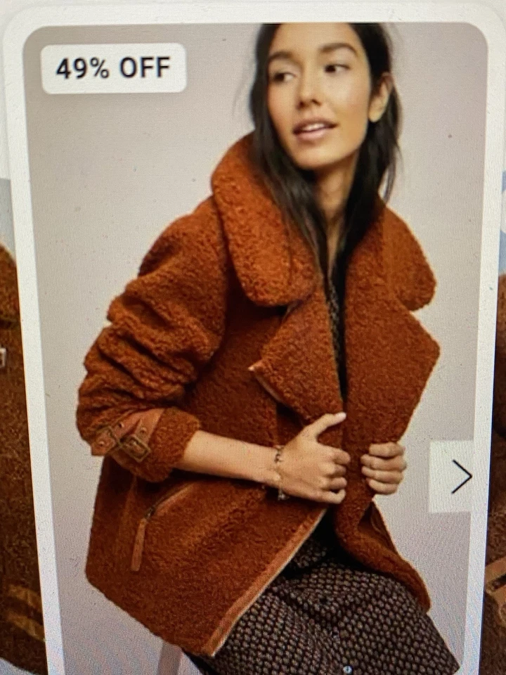 Jaqueta Sherpa Marrom Feminina Anthropologie, Marrakech, Tamanho XS. - Imagem 1 de 4