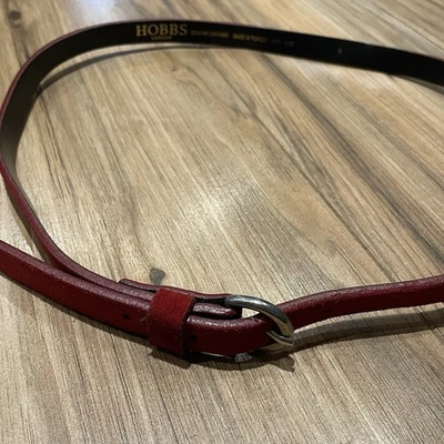 Hobbs Thin Red Genuine Brushed Leather Suede Belt Size Small - Image 1 of 4